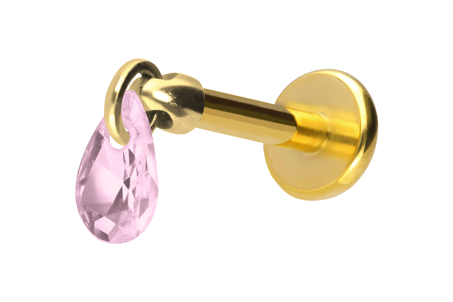 Titan Labret Piercing mit Push Fit KRISTALLTROPFEN